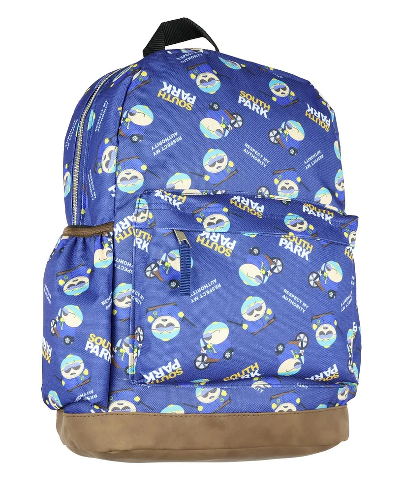 South Park Cop Cartman Respect My Authority Travel School Dual Compartment Backpack For Daily Use