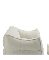 Memory Foam Bean Bag Chair with High Back and Footstool for Living Room or Bedroom, Pre Filled Lazy Sofa Lounger Durable Cover -The Pop Home