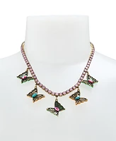 Betsey Johnson Faux Stone Boho Butterfly Bib Tennis Necklace