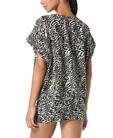 Michael Kors Women's Printed V-Neck Caftan Cover-Up Dress