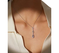 Eliot Danori Silver-Tone Cubic Zirconia Lariat Necklace, 16" + 2" extender, Exclusively at Macy's