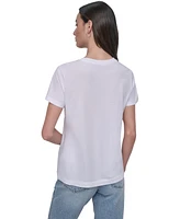Dkny Jeans Women's Flocked Logo Crewneck T-Shirt