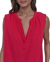 Dkny Jeans Women's Sleeveless Double-Crepe Gauze Crop Top