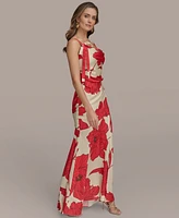 Donna Karan New York Women's Printed Cowl-Neck Gown