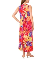 Msk Women's Round-Neck Sleeveless Keyhole Back Maxi Dress