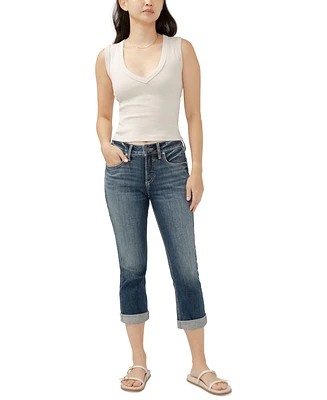 Silver Jeans Co. Women's Suki Mid-Rise Curvy-Fit Capri
