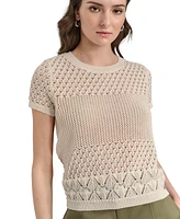 Dkny Jeans Women's Mixed-Stitch Short-Sleeve Sweater - G0H