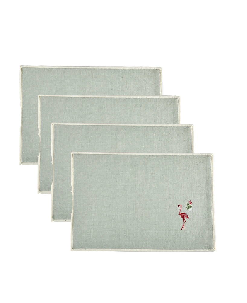 Tableau Flamingo Embroidered Placemats, Set of 4