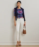 Lauren Ralph Petite Print Stretch Cotton Boatneck Tee