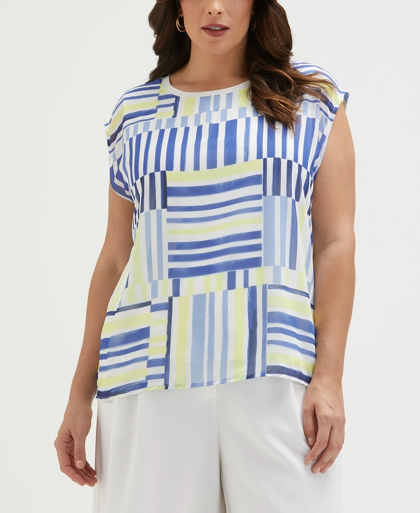 Ella Rafaella Plus Striped Sleeveless Top