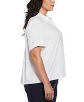 Ella Rafaella Plus Linen Blend Pleated Back Short Sleeve Top