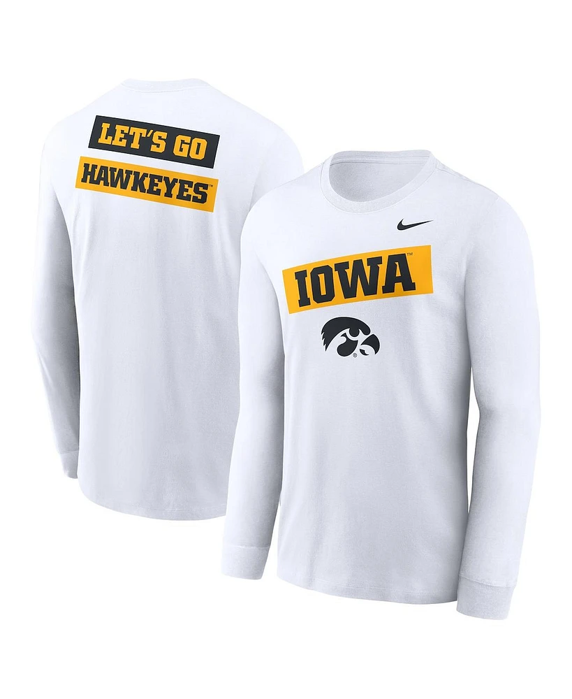 Nike Men's White Iowa Hawkeyes Two-Hit Classic Location Long Sleeve T-Shirt