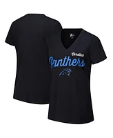 G-iii 4Her by Carl Banks Women's Black Carolina Panthers Post Season V-Neck T-Shirt