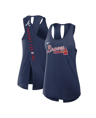 Nike Women's Navy Atlanta Braves Crisscross Performance Tank Top