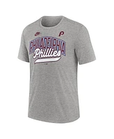 Nike Men's Heather Gray Philadelphia Phillies Cooperstown Collection Retro Tri-Blend T-Shirt