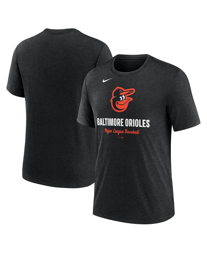 Nike Men's Heather Black Baltimore Orioles Logo Tri-Blend T-Shirt
