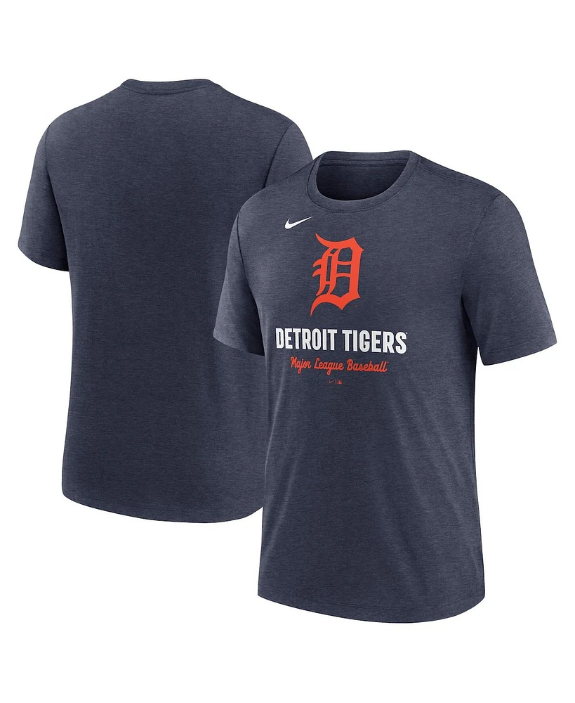 Nike Men's Heather Navy Detroit Tigers Logo Tri-Blend T-Shirt
