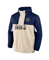 Fanatics Men's Navy Philadelphia Union Free Kick Woven Quarter-Zip Hoodie Jacket