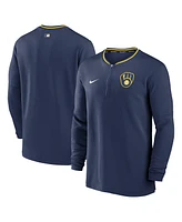 Nike Men's Navy Milwaukee Brewers Authentic Collection Performance Half-Zip Top