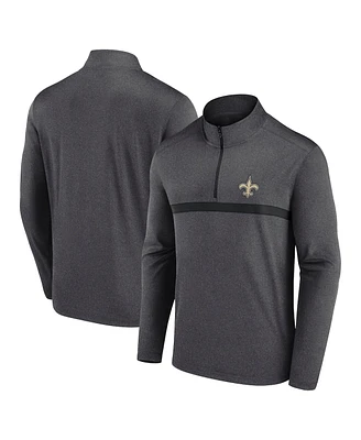 Fanatics Men's Heather Charcoal New Orleans Saints Head-to-Head Quarter-Zip Top