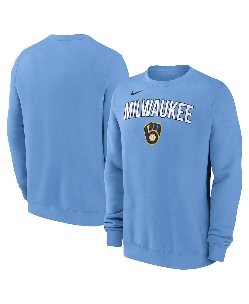 Nike Men's Powder Blue Milwaukee Brewers Pullover Sweatshirt