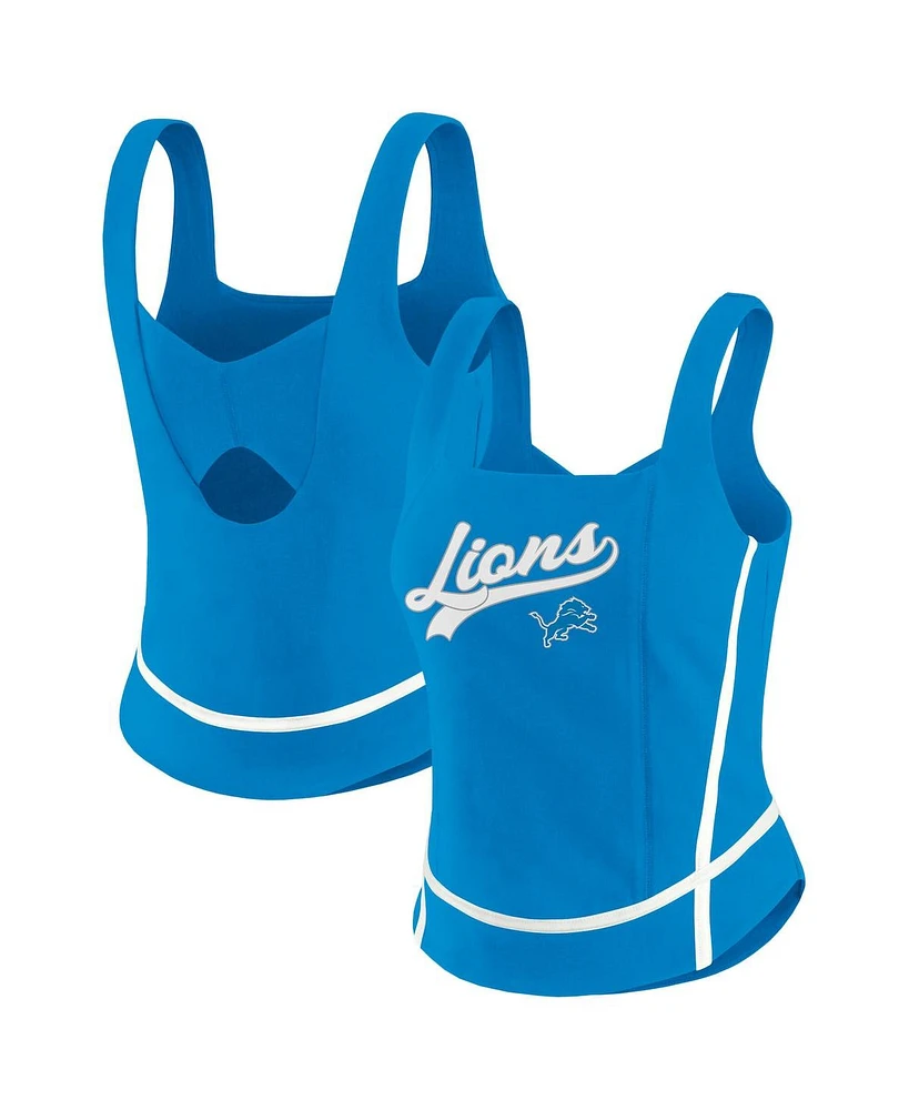 Wear by Erin Andrews Women's Blue Detroit Lions Square Neck Tank Top