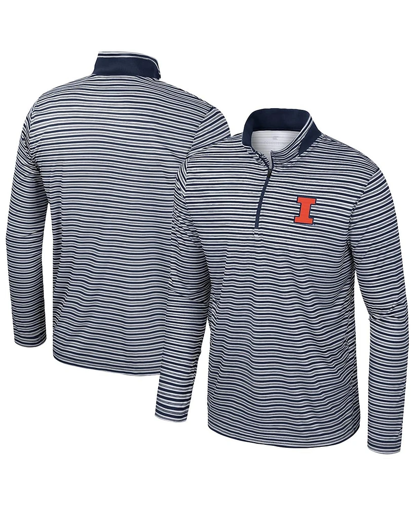 Colosseum Men's Navy Illinois Fighting Illini Striped Quarter-Zip Top