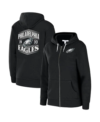 Wear by Erin Andrews Women's Black Philadelphia Eagles Angled Full-Zip Hoodie