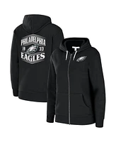 Wear by Erin Andrews Women's Black Philadelphia Eagles Angled Full-Zip Hoodie