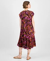 Democracy Women's Printed Extended-Shoulder Midi Dress