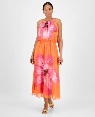 Robbie Bee Women's Printed Sleeveless Maxi Dress