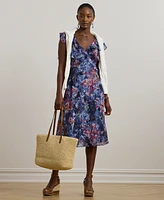 Lauren Ralph Petite Print Ruffle-Trim Georgette Midi Dress
