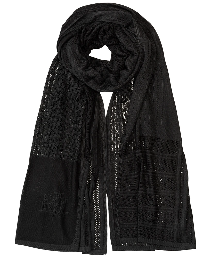 Lauren Ralph Pointelle Patchwork Wrap