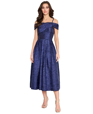 Tahari Asl Women's Crushed Taffeta Off-The-Shoulder Dress