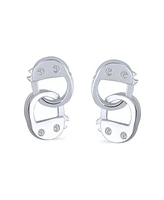 Bling Jewelry Urban Couples Partners Forever Secret Shades Cz Accent Dangle Handcuff Stud Earrings .925 Sterling Silver