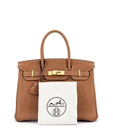 Pre-Owned Hermes Birkin 30 Handbag Brown Clemence with Gold Hardware