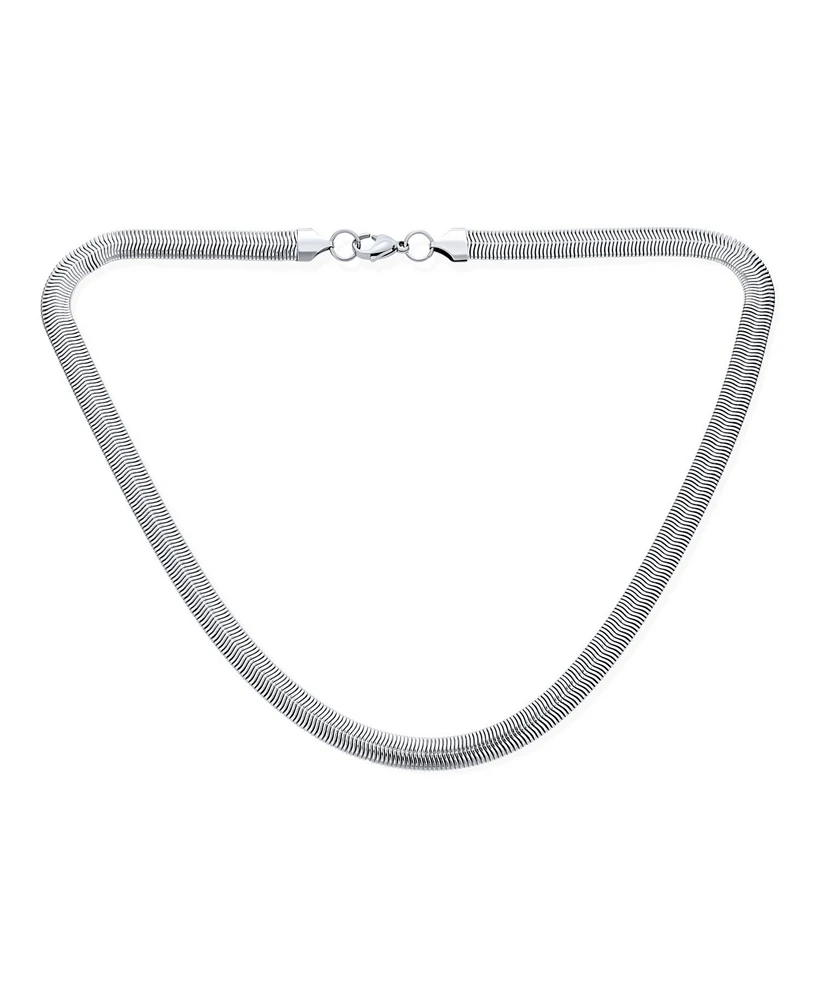 Bling Jewelry Wide Herringbone Flat Snake Flexible Chain Necklace for Silver Tone 20 Inch