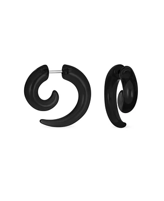 Bling Jewelry Round Swirl Spiral Tribal Fake Faux Ear Plug Taper Earrings Acrylic Resin Steel