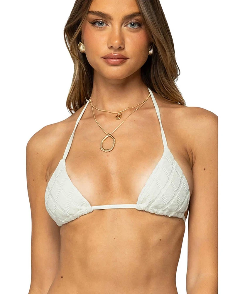 Edikted Women's Crochet Triangle Bikini Top