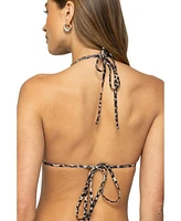 Edikted Women's Mich Leopard Triangle Bikini Top