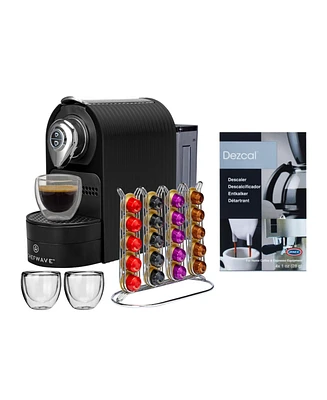 ChefWave Espresso Machine for Nespresso (Black), Capsule Holder and Cups Bundle
