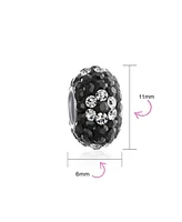 Bling Jewelry Floral Spring Flower Crystal Aqua Black White Spacer Bead Core .925 Sterling Silver