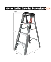 Fiberglass Step Ladder 4-Step 250lbs Gray
