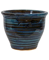 Large Ceramic Planter - Indoor or Outdoor Plant Pot with Drainage Dark Green Glaze Finish 18.5" Studio