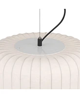 Jaime 18" Modern Pendant Chandelier Ceiling Light Fixture Dining Room Over Table Kitchen Island Foyer Drum Hanging Round Matte Black and White Metal H