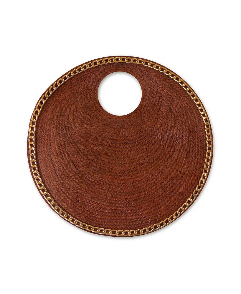 Solo Espresso Mini Jute Bag With Gold Chain