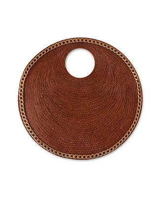 Solo Espresso Mini Jute Bag With Gold Chain