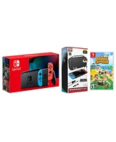 Nintendo Switch 32GB Console Neon Red/Blue Joy-Con Bundle with Surge 11-In-1 Accessory Starter Pack and Animal Crossing: New Horizons