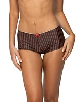 Edikted Women's Pinstripe Boyshort Bikini Bottom