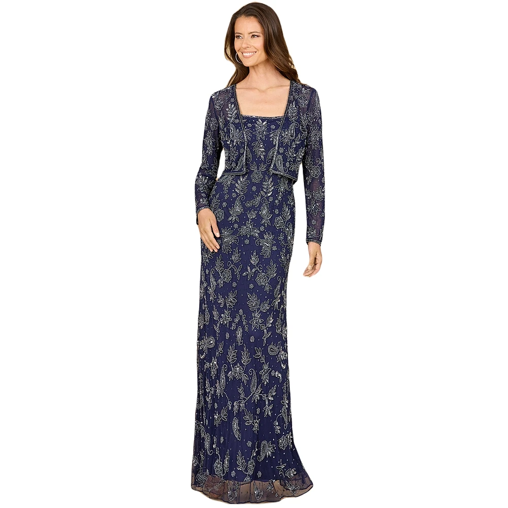 Lara Women's Sheath Gown with Long Sleeve Jacket